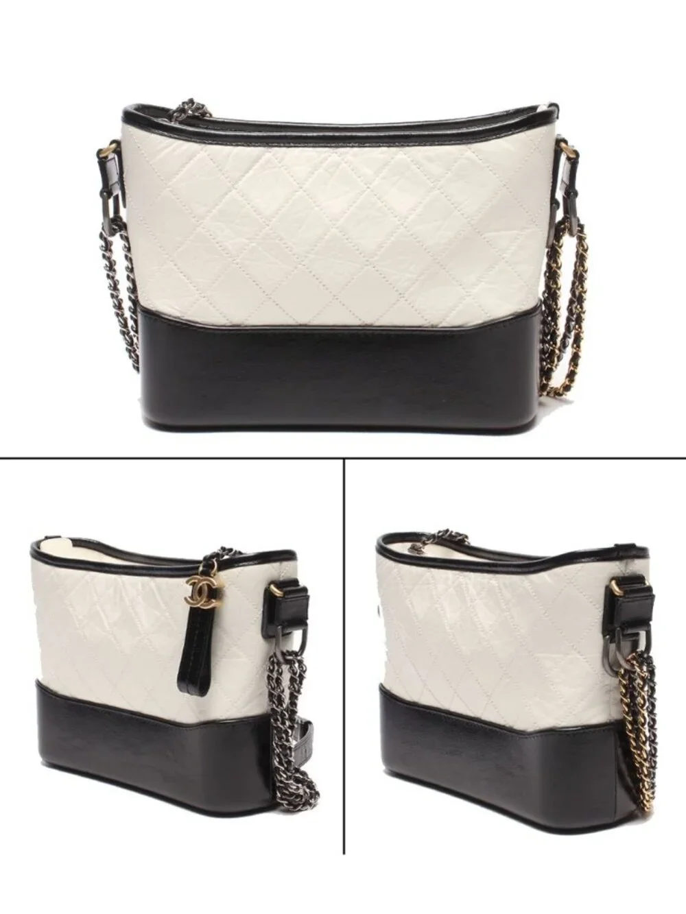 Chanel Shoulder Bag Gabrielle de Double Chain Silver Gold Hobo